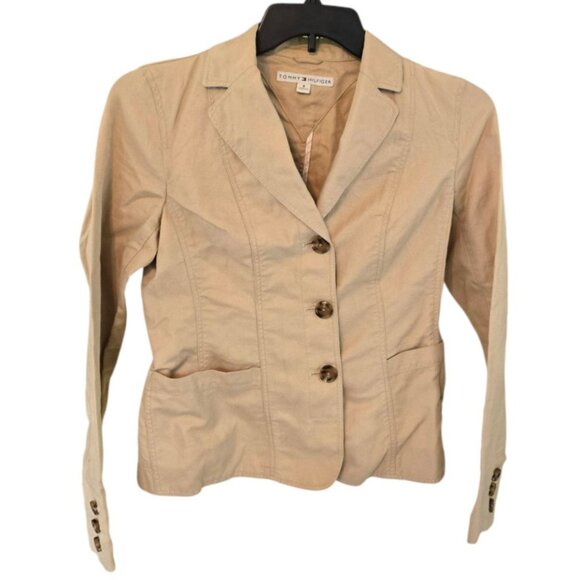 Tommy Hilfiger Linen Blend Khaki Jacket Women's Sz 8 Vintage 2003 - Picture 1 of 8